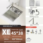 Hidden Bar Sinks Cup Washer 304  Stainless Steel Kitchen Sink Small Silver Single Slot With Lid Bar Balcony Wash Basin