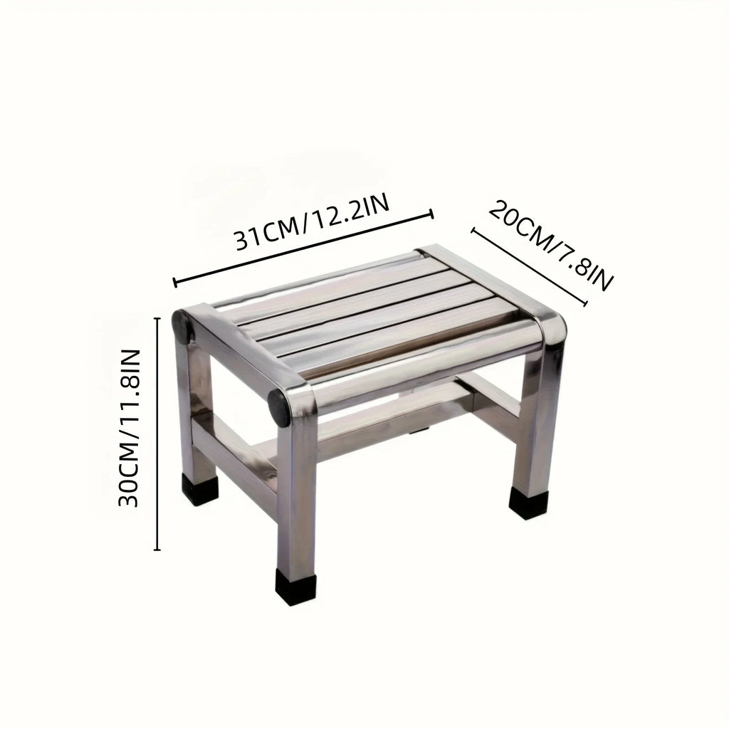 1Pc Multi-purpose Stainless Steel Stool - Durable Thick & Sturdy Stool, Ideal for Living Room, Bathroom, Kitchen and Corridors