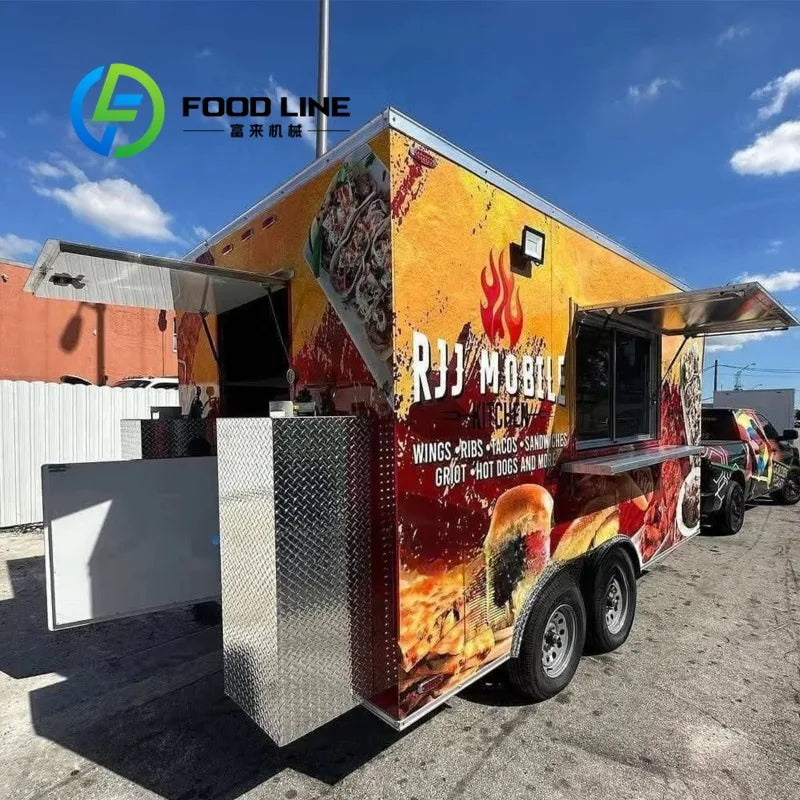 Modern Mobile Kitchens Food Trailer Truck Concession Catering Caravan with Snack and Chip Applications