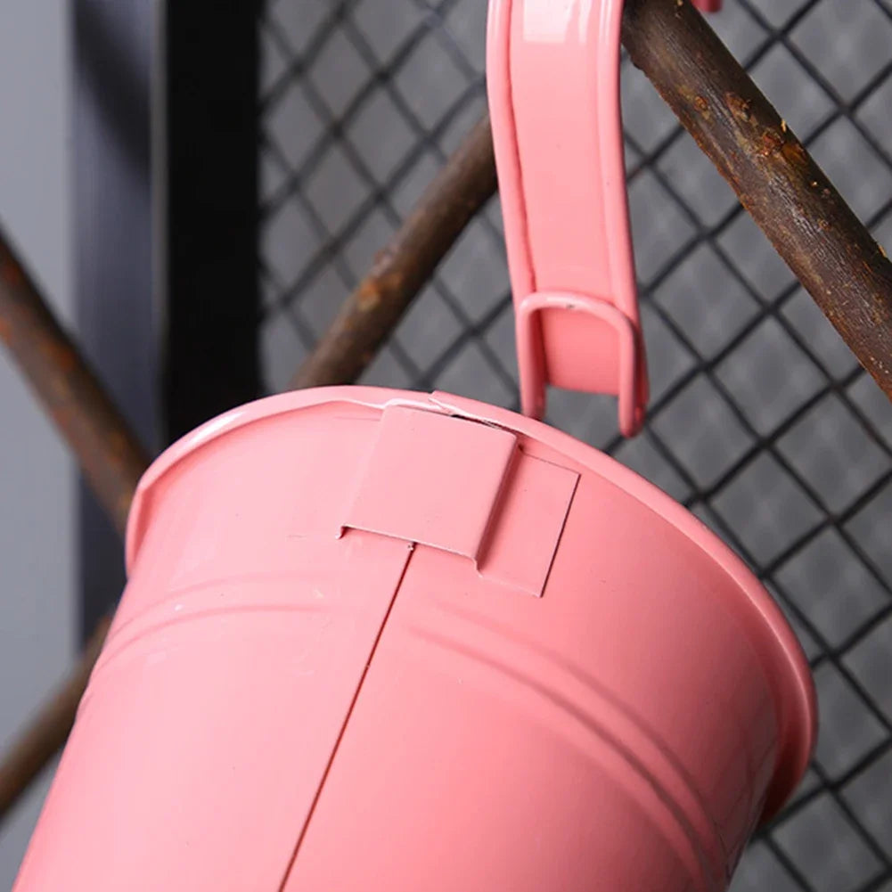 6/10PCS Metal Flower Pot With Detachable Handle Wall Mounted Hanging Planter Balcony Garden Office Planter Home Garden Decor