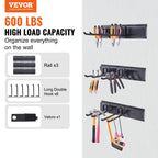 SucceBuy Garage Tool Organizer Wall Mount Yard Garden Heavy Duty Storage Rack W/ Adjustable Hook Rails for Shovels Trimmers Hose