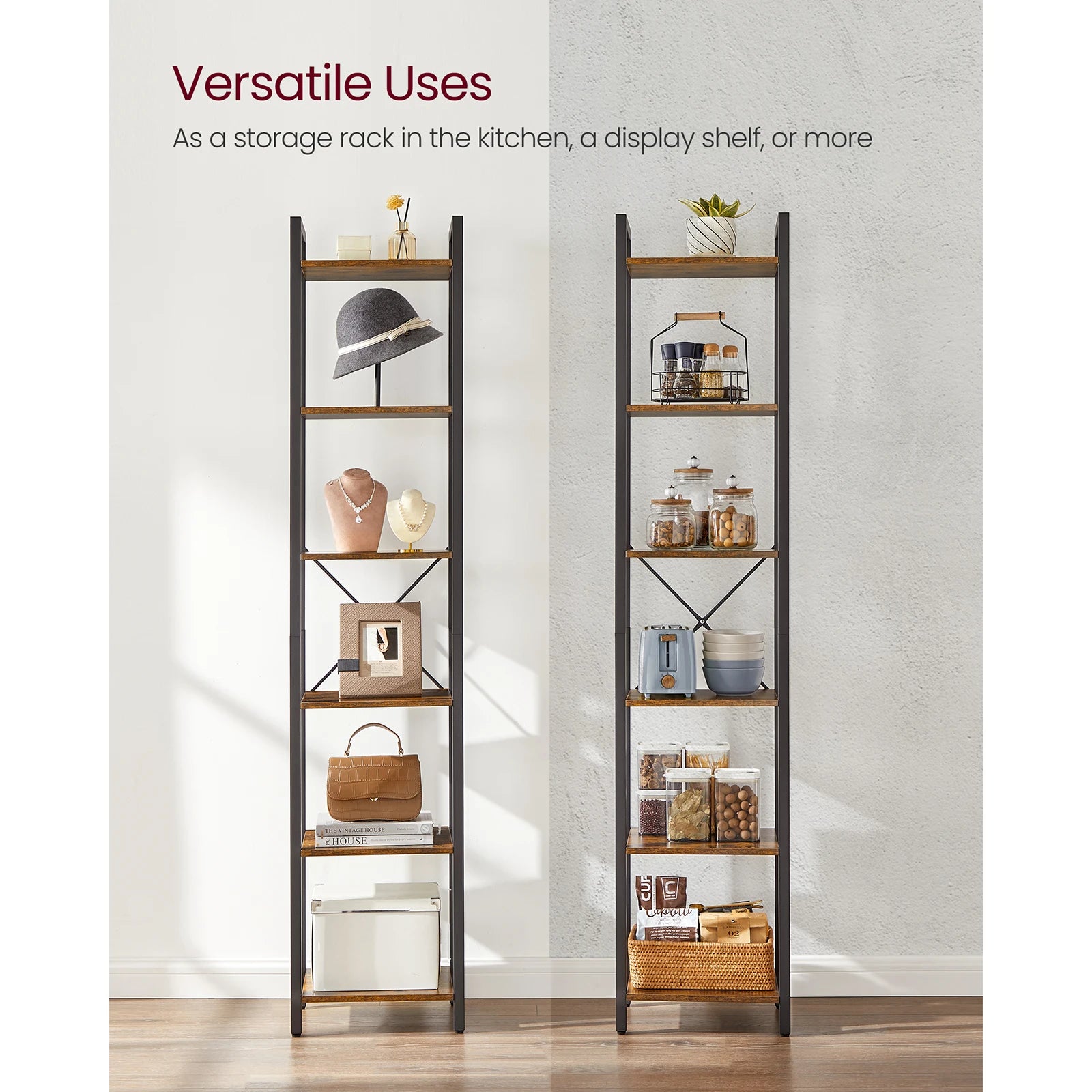 VASAGLE 6-Tier Bookshelf, Bookcase, Shelving Unit, for Office, Study, Living Room, Bedroom, 30 x 40 x 187.5 cm
