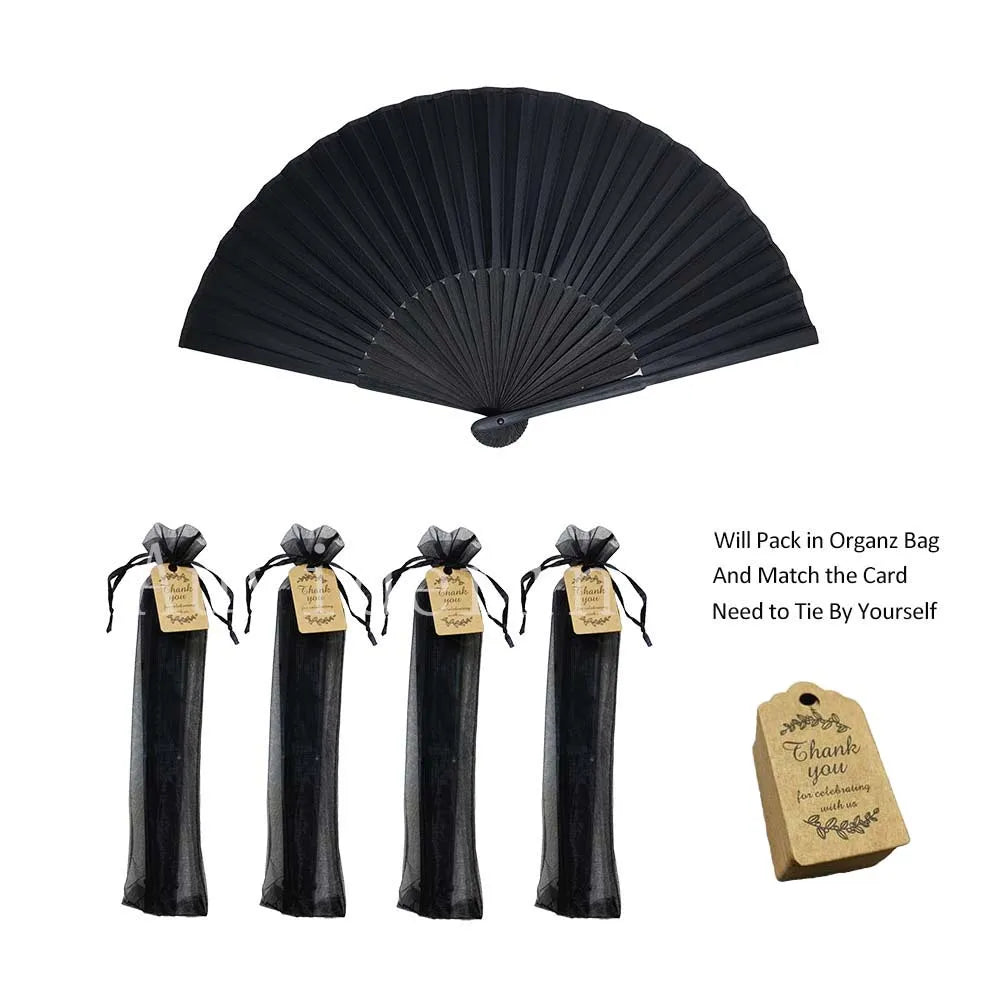 40/20Pcs Black Hand Folding Fan Print Logo For Promotion Gift Personalized Anniversity Souvenirs Fan Birthday Party Favors