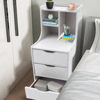 Bymaocar White Storage Nightstand w/ 3 Drawers Side Stand Multifunctional Bedside Cabinet Night Stand Furniture Easy Assembly