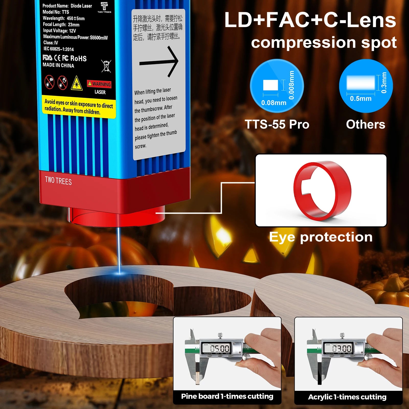 TwoTrees TTS-55 Pro 80W Laser Engraving Machine CNC Cutter with WiFi Offline Control for Wood Metal Acrylic 445±nm Blue Laser