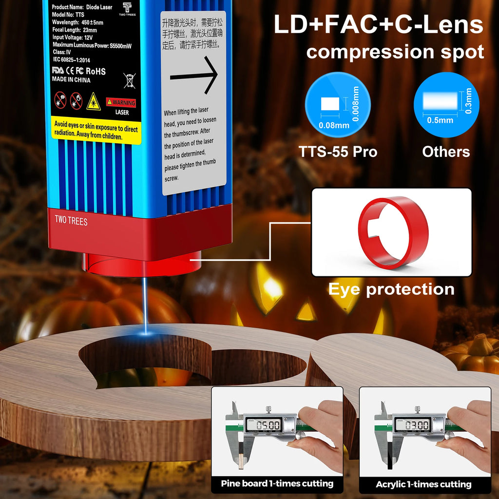 TwoTrees TTS-55 Pro 80W Laser Engraving Machine CNC Cutter with WiFi Offline Control for Wood Metal Acrylic 445±nm Blue Laser