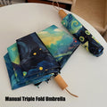 Cartoon Cat Green Folding Umbrella Professional Sun Protection And UV Protection Umbrella Dual use of Rain and Sunny Automatic