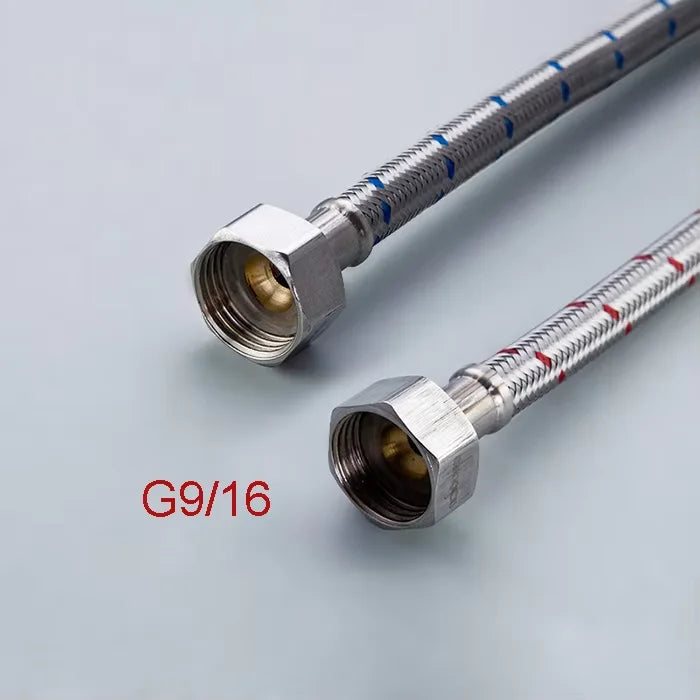 G1/2 G3/8 G9/16 50cm 1 pair Stainless Steel Flexible Plumbing Pipes Cold Hot mixer Faucet Water supply pipe Hoses bathroom part
