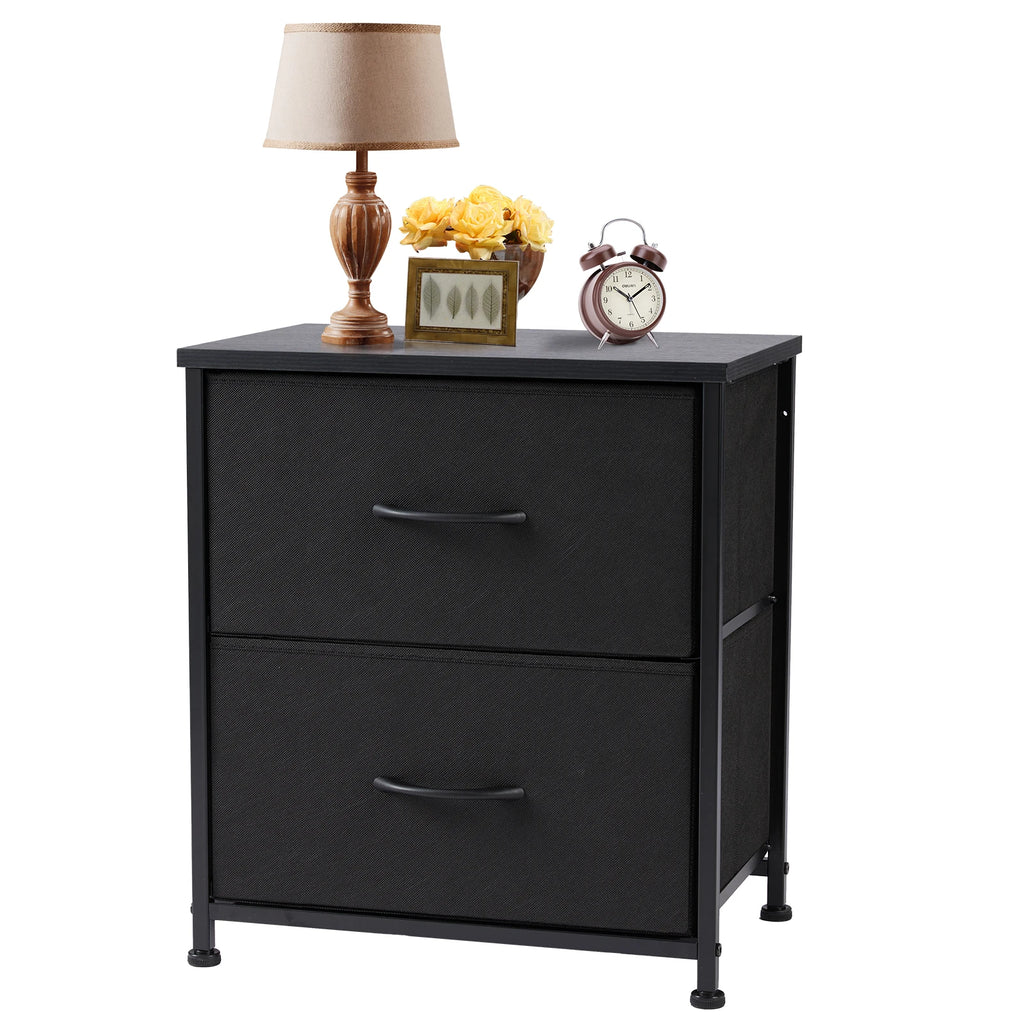 JHK Nightstand with 2 Fabric Drawers, Bedside Storage Cabinet for Bedroom, Closet Chest Organizer Table | AlluCanFind