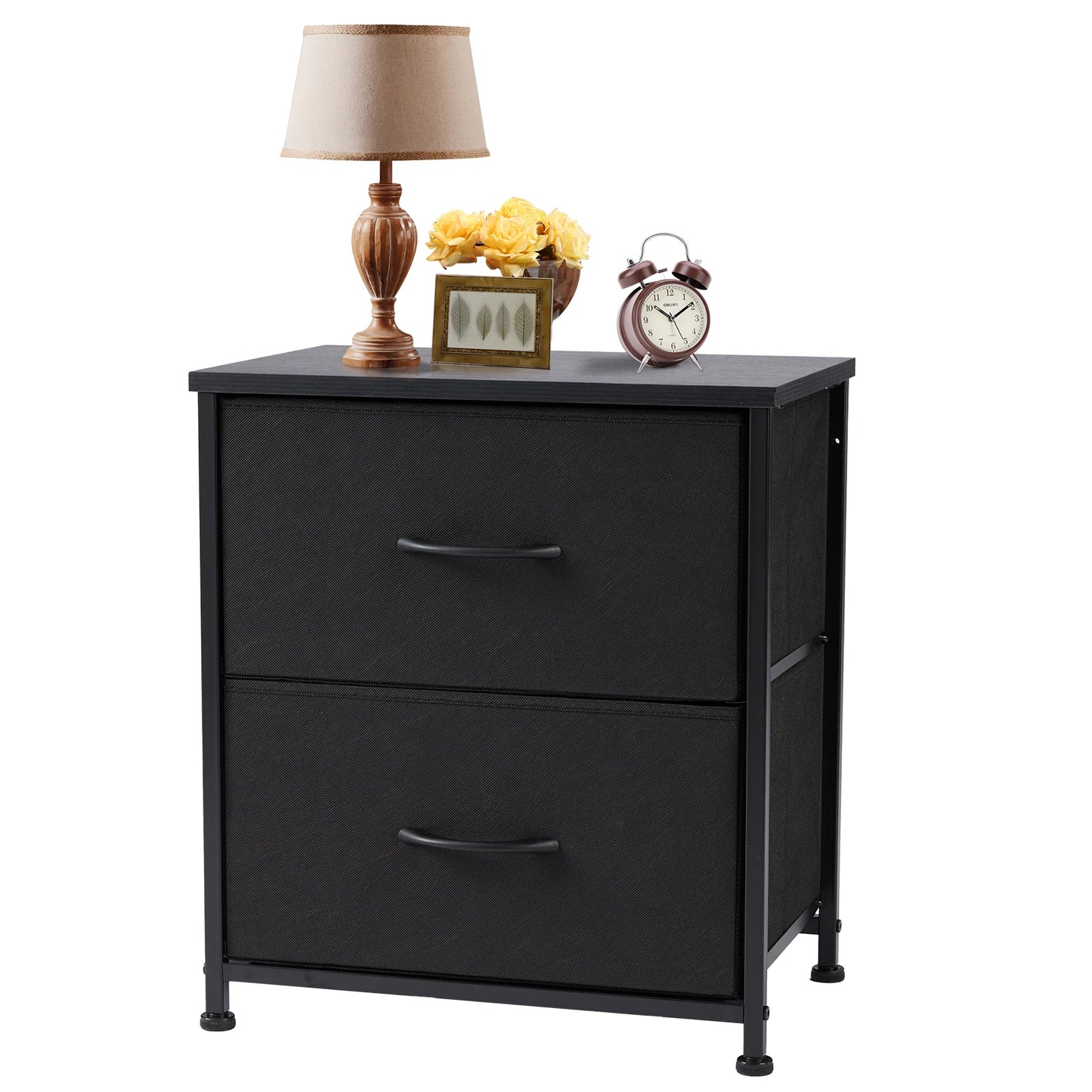 JHK Nightstand with 2 Fabric Drawers, Bedside Storage Cabinet for Bedroom, Closet Chest Organizer Table | AlluCanFind