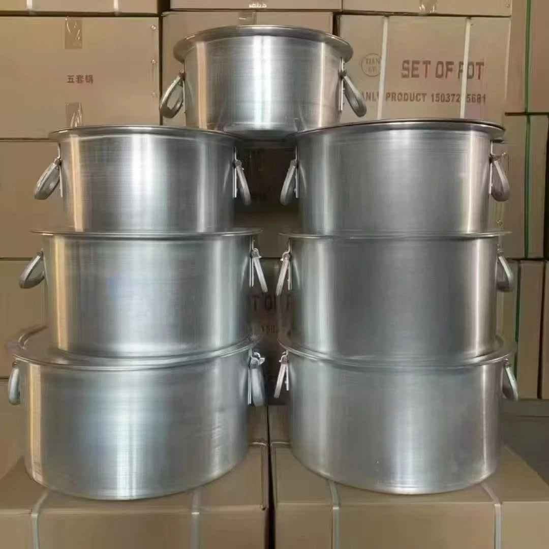 Kitchen 35-50cm 7PCS aluminum alloy cooking pot American large capacity panel cooker set casserole commercial