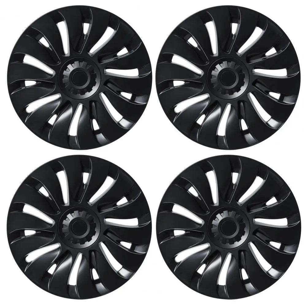 4Pcs 19 Inch Matte Black Support Logo Symmetry Design Uberturbine Style Model Y Gemini Wheel Cover Replacement