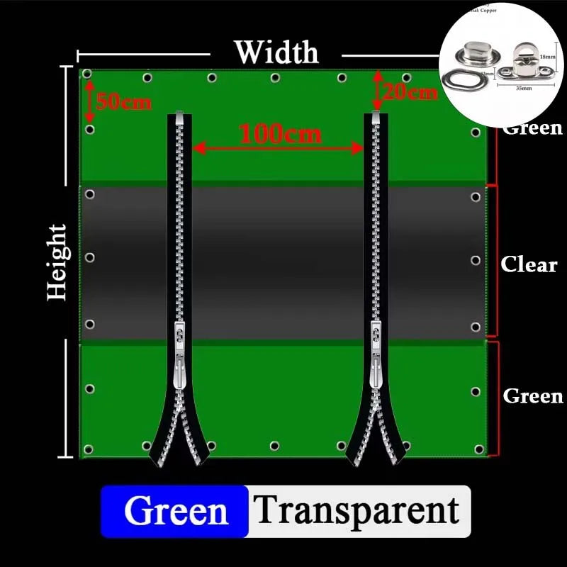 Customizable Transparent Zipper Tarpaulin with Twist Lock Pergola See Though Tarpaulin Heavy Duty Carwash Room Waterproof Screen