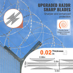 VEVOR Razor Wires  Razor Barbed Wire Razor Wire Fencing Fence Double Spiral Barbed Wire Galvanized Wire Rolls Razor for Garden