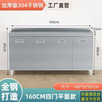 304 Stainless Steel Sideboard Kitchen Multi-door Cabinet Cupboard Dining Room Locke Kitchen Storage Adjustable Shelf Cabinet