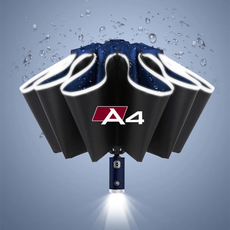 Car Umbrella With LED Flashlight Reflective Stripe Reverse Umbrella for audi sport RS A1 A3 A4 B7 B8 A5 A6 A7 A8 Q3 Q5 Q7 Q8 TT
