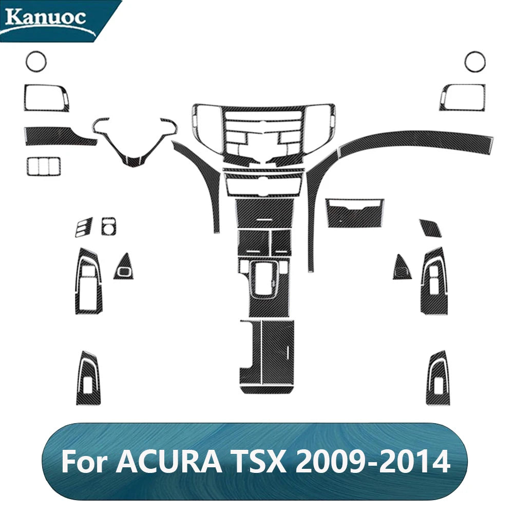 Brand New ABS Carbon Fiber Decorative Car Various Parts Cover Trim Sticker For ACURA TSX 2009-2014 Interior Accessories Stickers