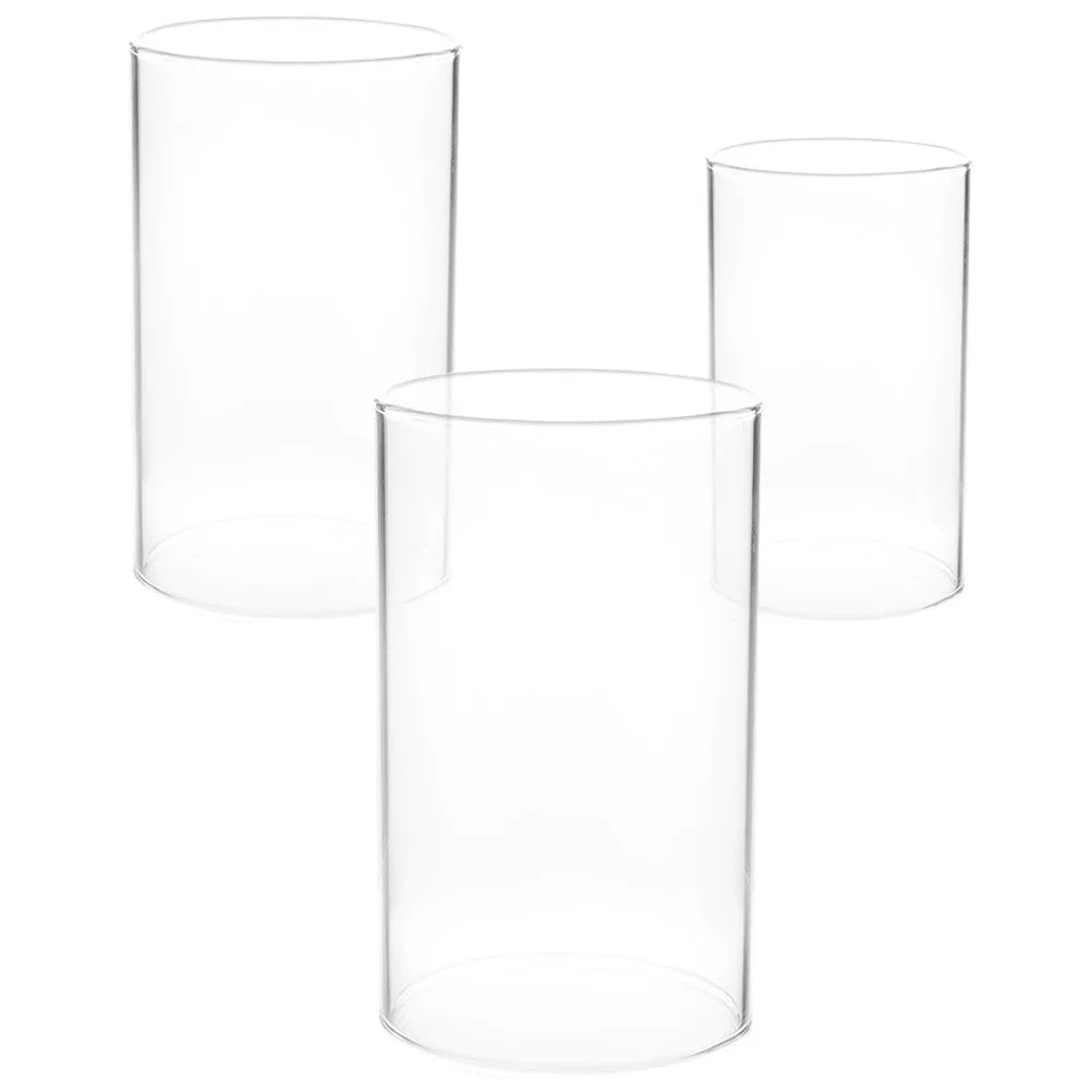 3 Pcs Shade Clear Glass Cover Decorative Lantern Cylinder Candleholders Shades Open Ended Tube High Borosilicate