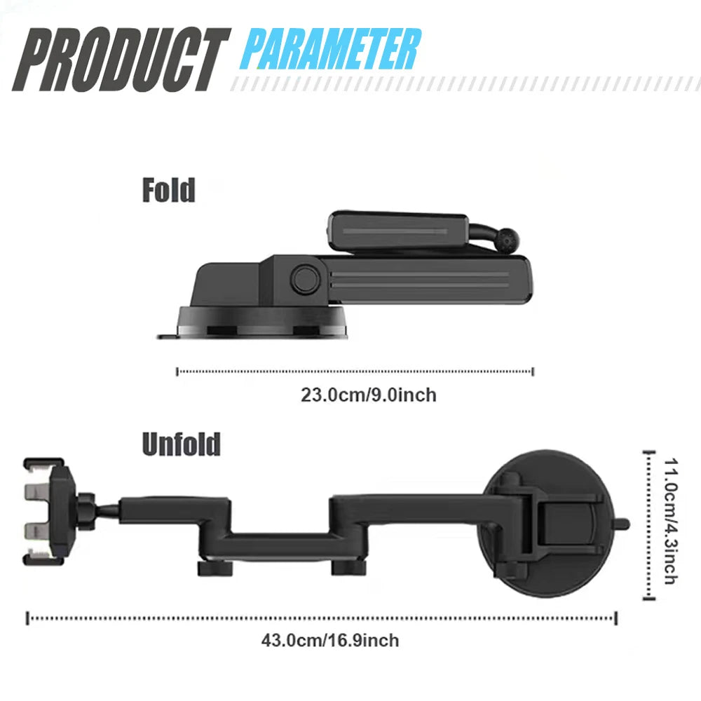 Car Windshield Dash Board Phone Holder 360 Degree Rotation Long Arm Gps Holder Strong Suction Cup Dashboard Nrack