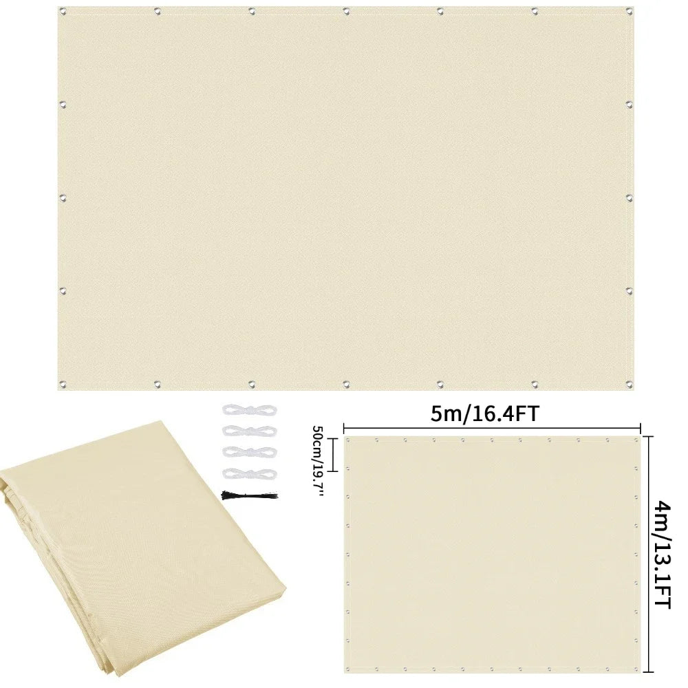 Waterproof Sun Shade Cloth with Grommets Rectangle Square Patio Sun Screen Pergola Shade Sail Canopy Cover Tarp Screens