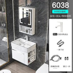 Minimalist Mini Bathroom Cabinet with Side Storage Ceramic Integrated Basin Bathroom Vanity Cabinet with Sink Bathroom Furniture