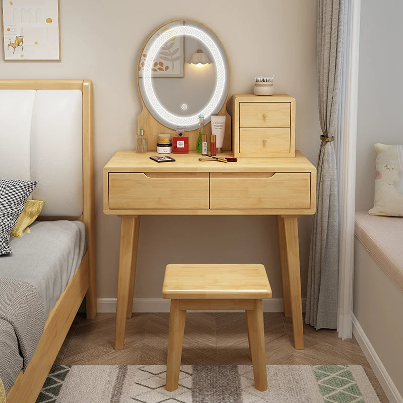 Nordic solid wood dresser 60cm small apartment bedroom modern simple makeup table light luxury dresser storage cabinet