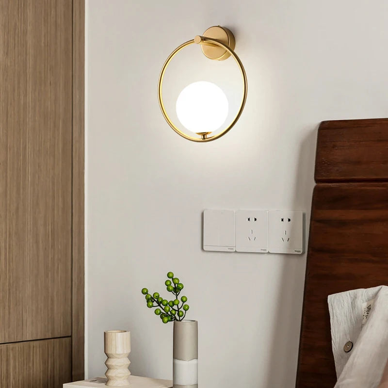Interior LED Wall Lamps Wall Lighs with G9 Bulb Frosted Glass Ball Black Gold Bedroom LED Wall Sconce for Home Luminuaire Lamp