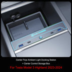 For Tesla Model 3 Highland 2024 Car USB Hub 4-Port 27w Fast Charger Smart Docking Station Adapter Power Shunt Splitter Extension