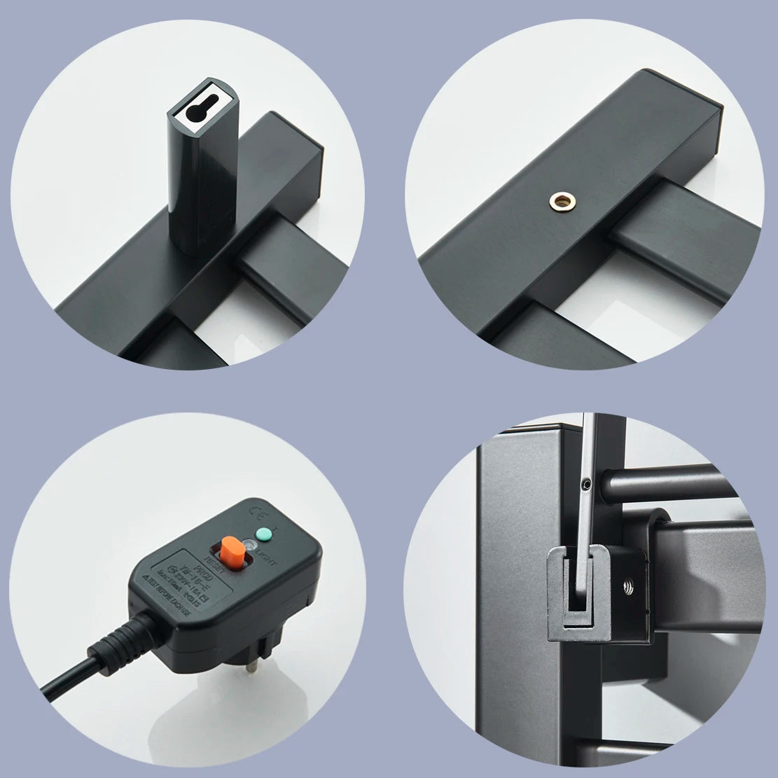 Matte Black Bathroom Electric Heated Towel Rack with Digital Display Touch Thermostatic Dry Towel 304 Stainless Steel Heater