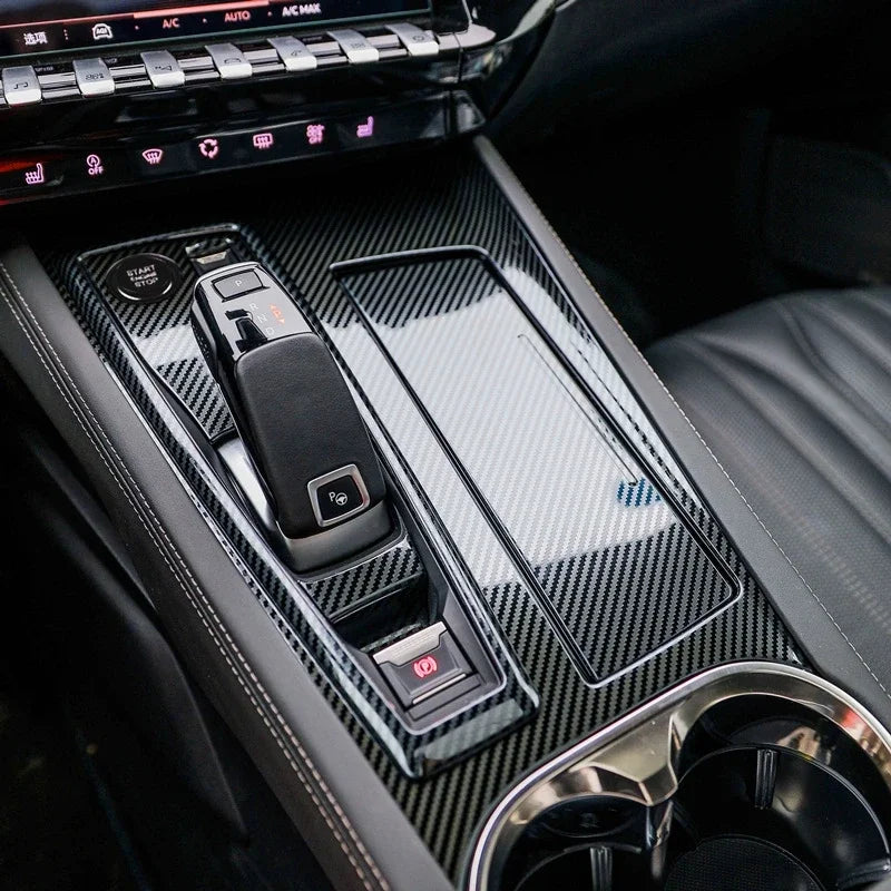 For Peugeot 508 2019 2020 2021 2022 CarbonFiber interior Accessories gear shfit panle steering wheel seat switch Air vent Cover