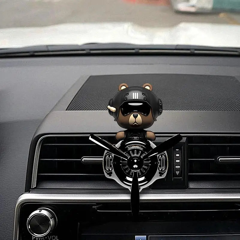 Rotating airplane pilot bear car air fresheners accessories interior decorations fan vent clips perfume fragrance diffuser aroma