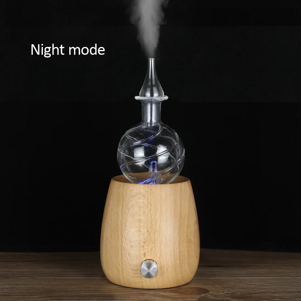 Aroma Essential Oils Diffuser Nebulizer Wooden Glass Air Fragrance Ele