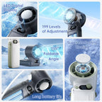 NEW Portable Handheld Turbo Fan Strong Wind 199 Gear Wind Speed LED Di