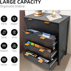 Fluted 4 Drawers Dresser Modern Chest of Drawers Wood Drawer Organizer with Waveform Fluted Panel for Bedroom Living Room