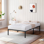 Twin/Full/Queen Size Modern Metal Bed Frame No Box Spring Needed Reinforced Steel Structure with Heavy Duty Metal Slats