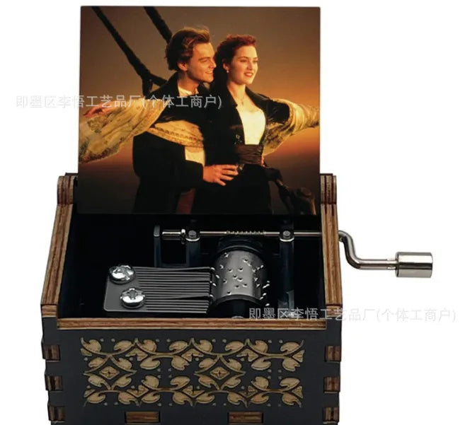 My heart is forever hand-cranked wooden music box, retro UV color printing mini wooden music box gift to my wife