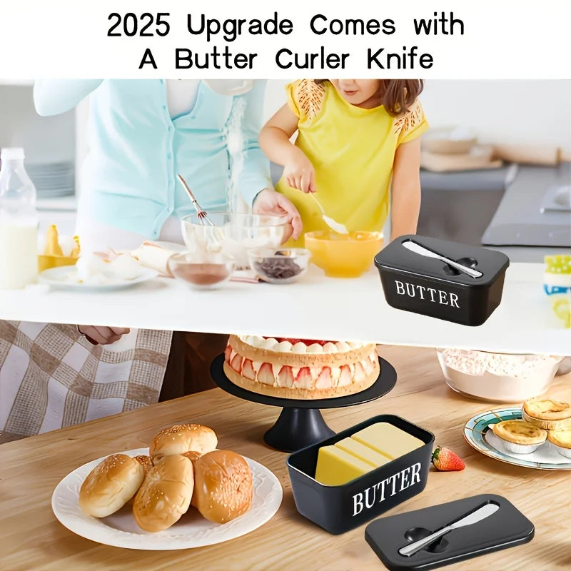 Butter Container Box with Knife Kitchen Restaurant Sealed Storage Box Cheese Box With Lid Butter Slicer Butter Dish Tableware