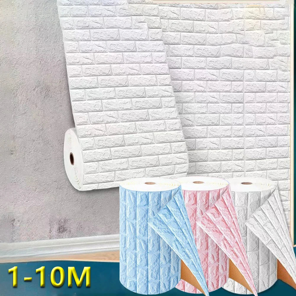 70cmx1/2/3/5/10m Brick Pattern Wall Sticker Decoration PVC 3d Wallpaper Waterproof Wall Sticker for Children's Room Home Bedroom
