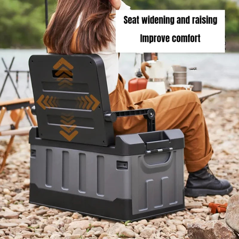 60L Outdoor Storage Box Foldable Storage Box Car Camping Accessories Car Supplies Thickened Storage Box ﻿