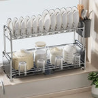 New Kitchen Dish Drying Rack Narrow Sink Side Countertop Dish Rack with Drainboard Rustproof Dish Drainer Organize Shelf