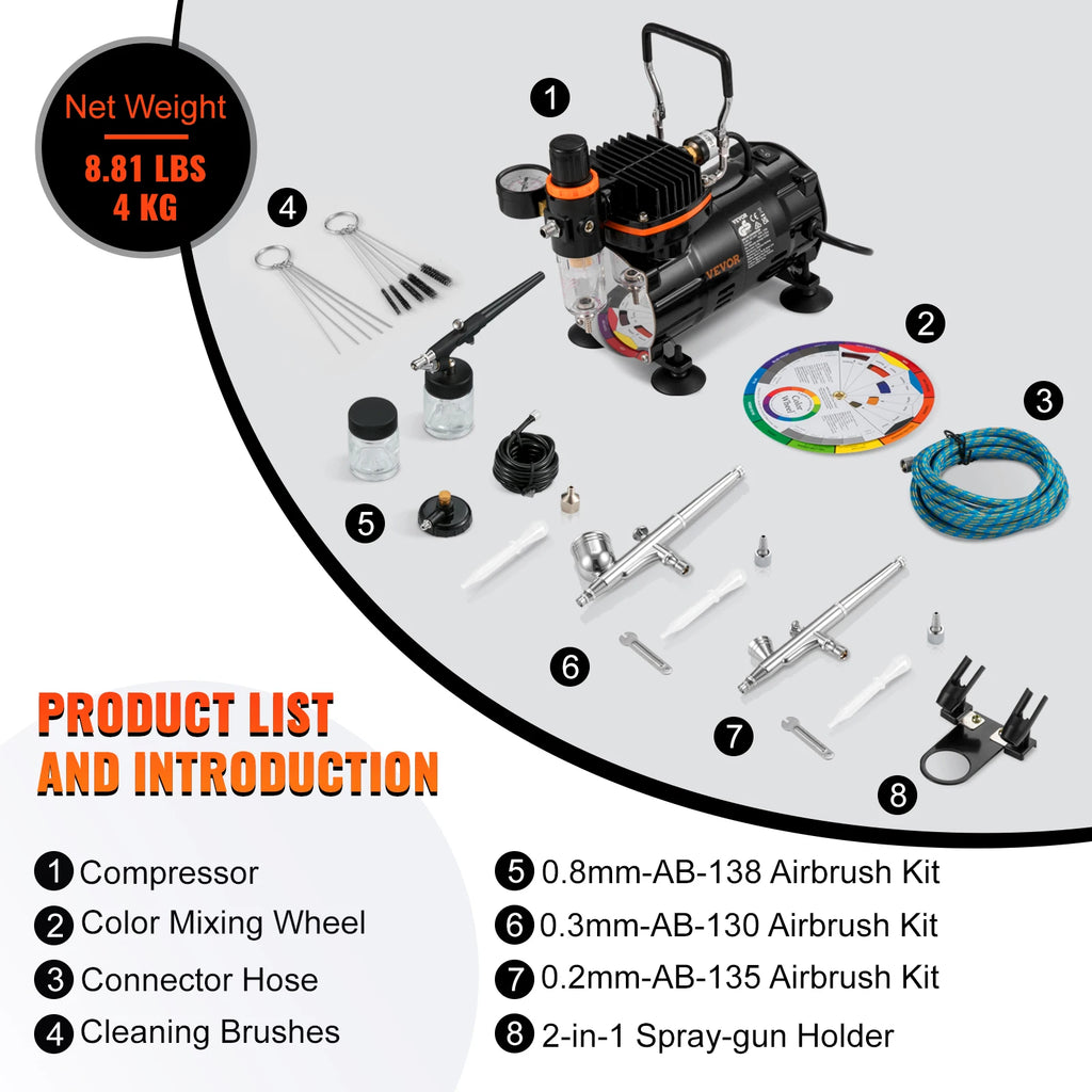 SucceBuy Professional Dual-Action Airbrush 120W Electric Spray Gun Air Brush Painting Set Art Nail Tattoo Makeup Model Sprayer