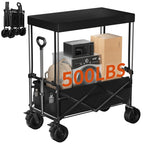 Outdoor Camping Cart Rotating Wheels Portable Table Board Miscellaneous Cart Grocery Beach Cart Double-Layer Fold Shopping Cart
