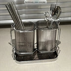 Wall Mounted Kitchen Cutlery Organizer Light Luxury Chopstick Spoon Holder Stainless steel Utensil Drying Rack