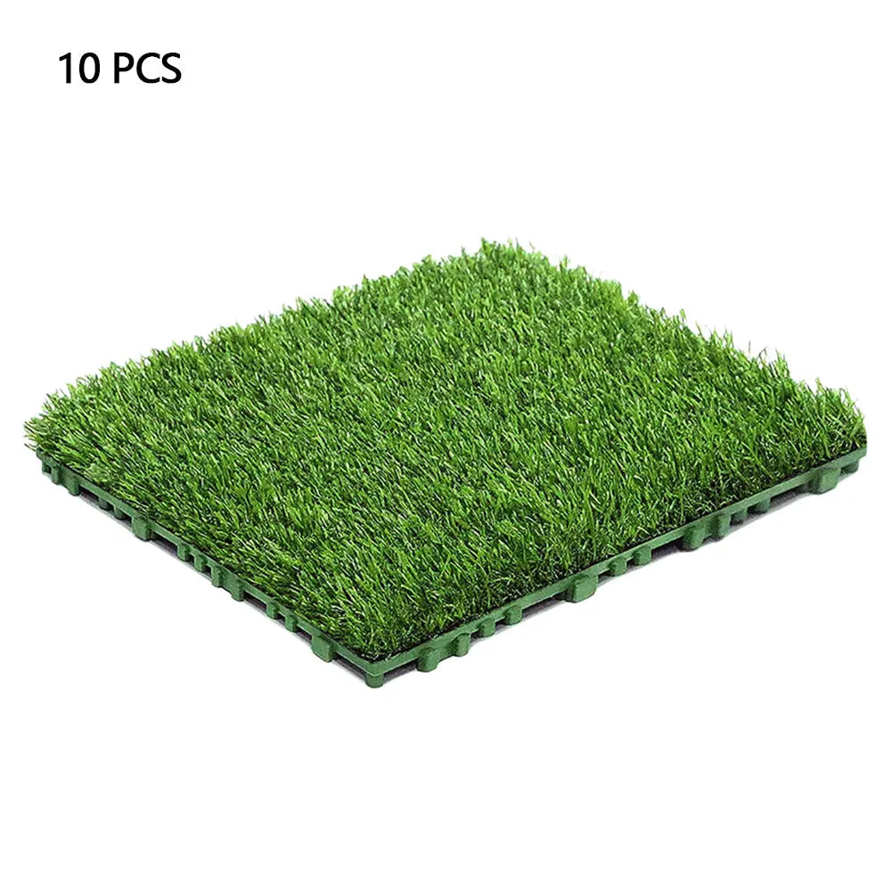 10-Pack Interlocking Artificial Grass Deck Tiles (12"x12")
