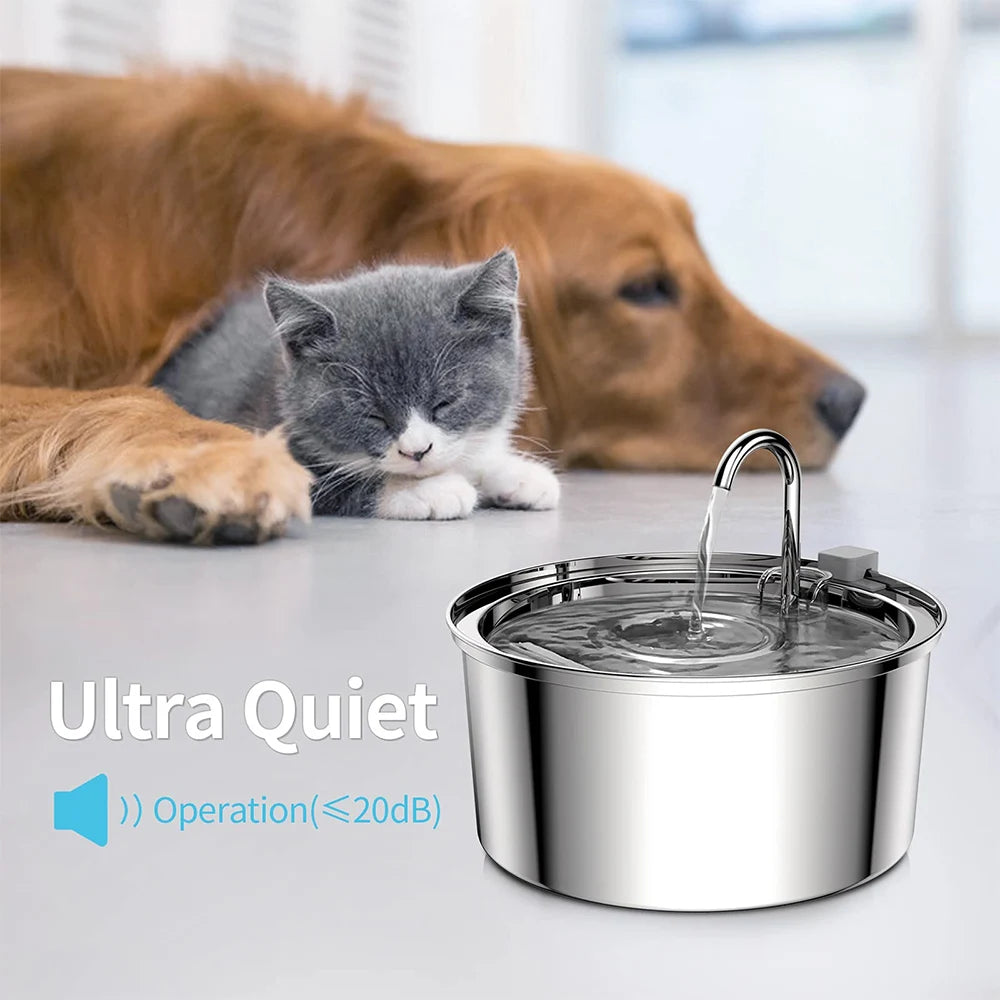 Stainless Steel USB Pet Water Fountain | AlluCanFind