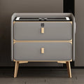 Smart Wooden Bedside Table Modern Style Multi-function Bedroom Nightstand with Wireless Charging Fingerprints Lock