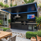Custom Modular Outdoor Kitchen Station BBQ Island Set with Storage Shelves & Hooks Heavy Duty Metal Frame  Patio Cooking Area