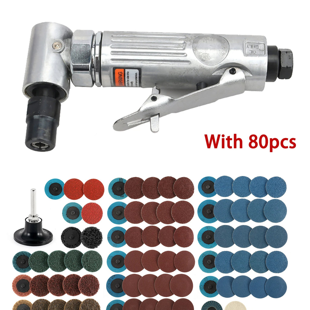 1/4 Air Angle Die Grinder 90° Pneumatic Grinding Machine Mini Poratble Cut Off Polisher Mill Engraving Tool With Sanding Discs