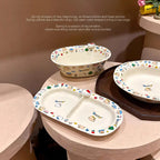 Hellokitty Cartoon Kawaii Ceramic Tableware Household Rice Bowls Sand Bowls Household Vegetable Dishes Complete Set of Tableware