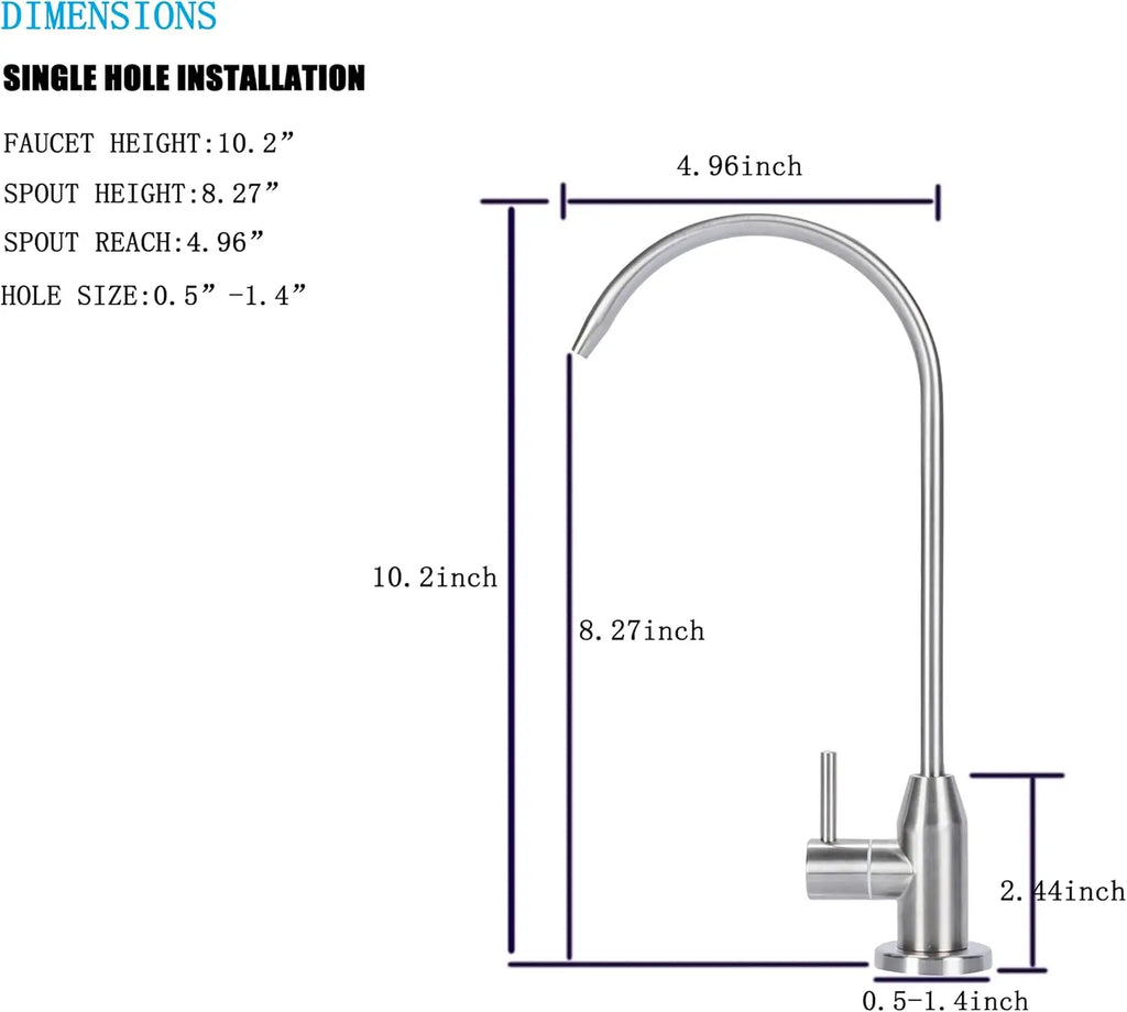 Reverse Osmosis RO Undersink Drinking Water Filter Tap Faucet 1/4" Chrome Mixer